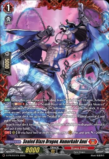Sealed Blaze Dragon, Namorkahr Anui