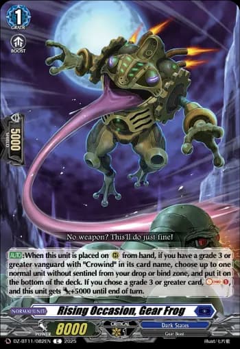 Rising Occasion, Gear Frog