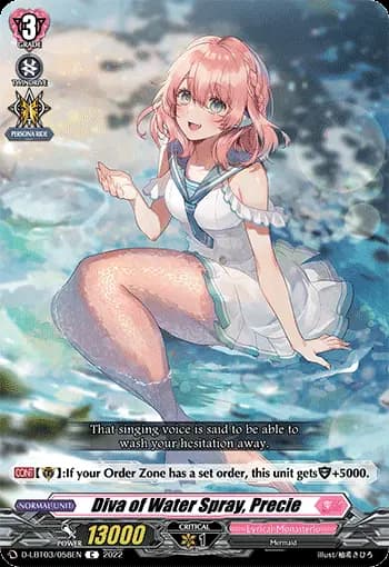 Diva of Water Spray, Precie